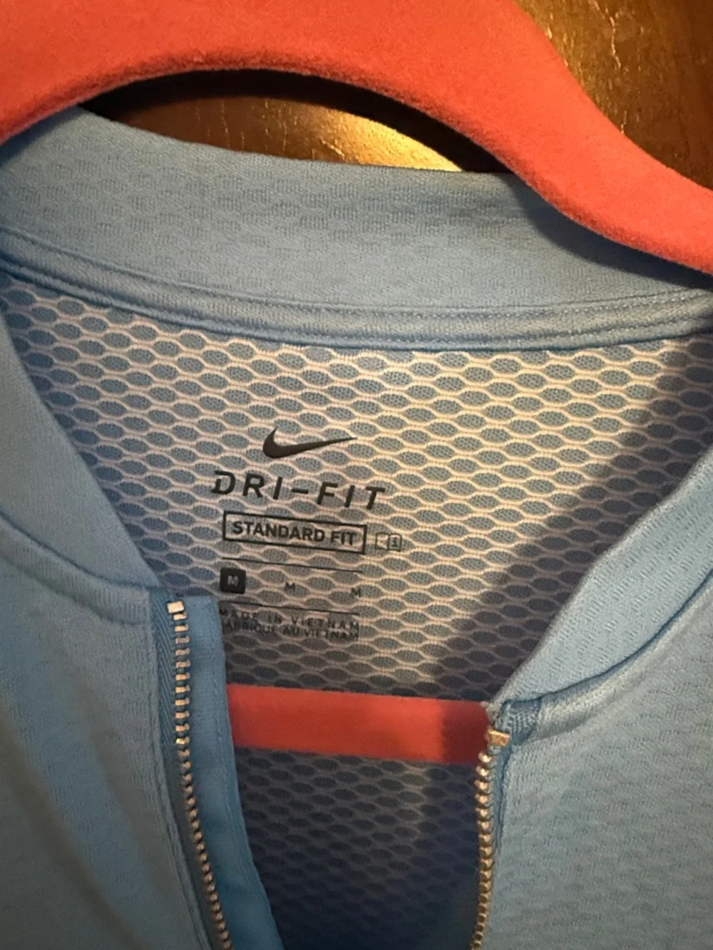 Nike Light Blue Dri-FIT Short Sleeve Zip Polo